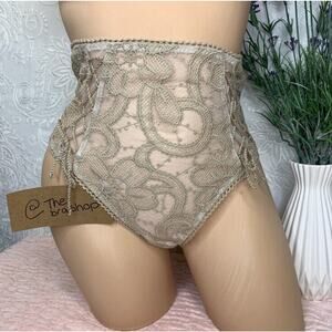 Victorias Secret Panty High Waist Nude Dream Angels Lace Up Floral NWT Small